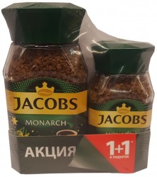 Кофе, Jacobs (Якобс) 95 г 1 шт Монарх растворимый стекло + бонус кофе Якобс Монарх 47.5 г